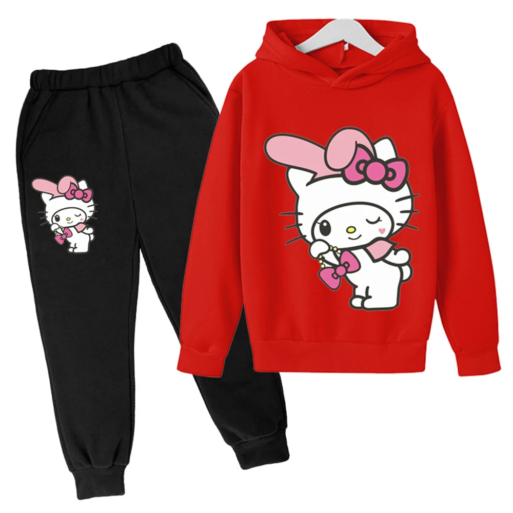 

New Fashion My Melody Hoodies Sets Boys Girls Sweatshirts Trousers Clothes Outfits Spring Autumn Cartoon Casual Clothing Suits