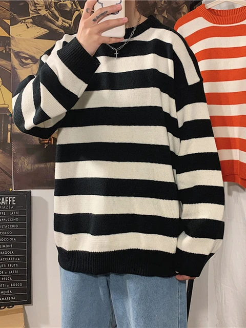 Casual Oversized Striped Pullovers Women Knitted Basic Autumn