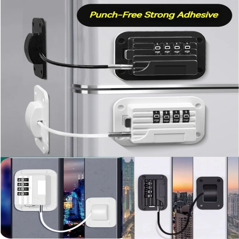 

No Punching Refrigerator Lock Safety Anti-theft Drawer Cabinet Lock Sliding Door Child Password Lock Locker