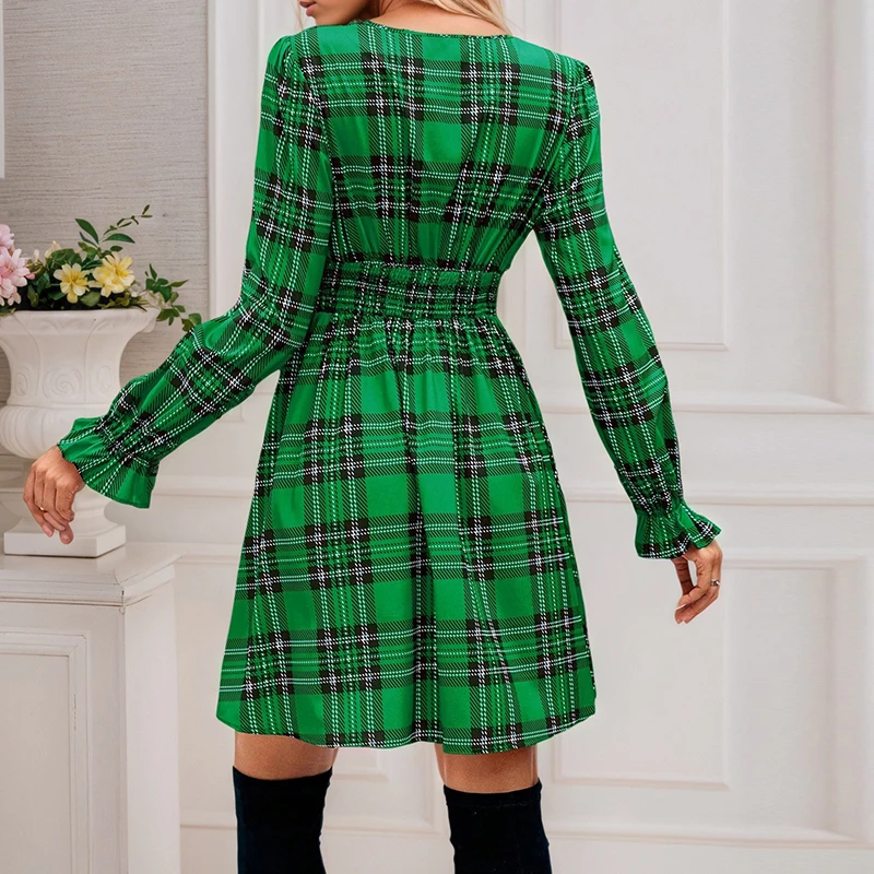 Fashion V-Neck Plaid Printed A-Line Mini Dress for Women  My Real  Experience Wearing It This Christmas