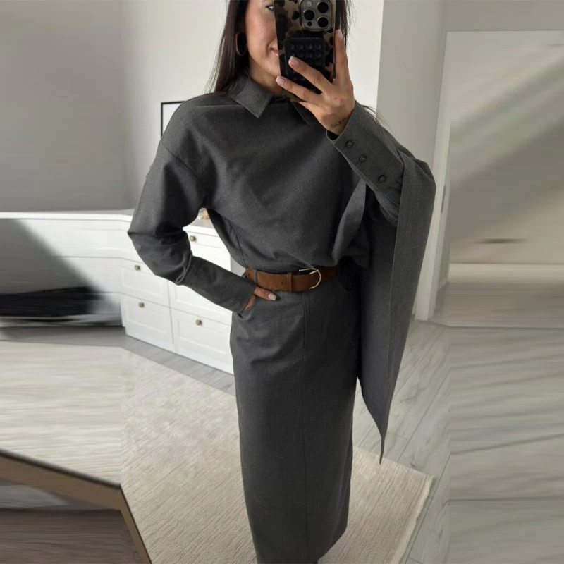 Vintage Grey Blazer Suit Set Image 5