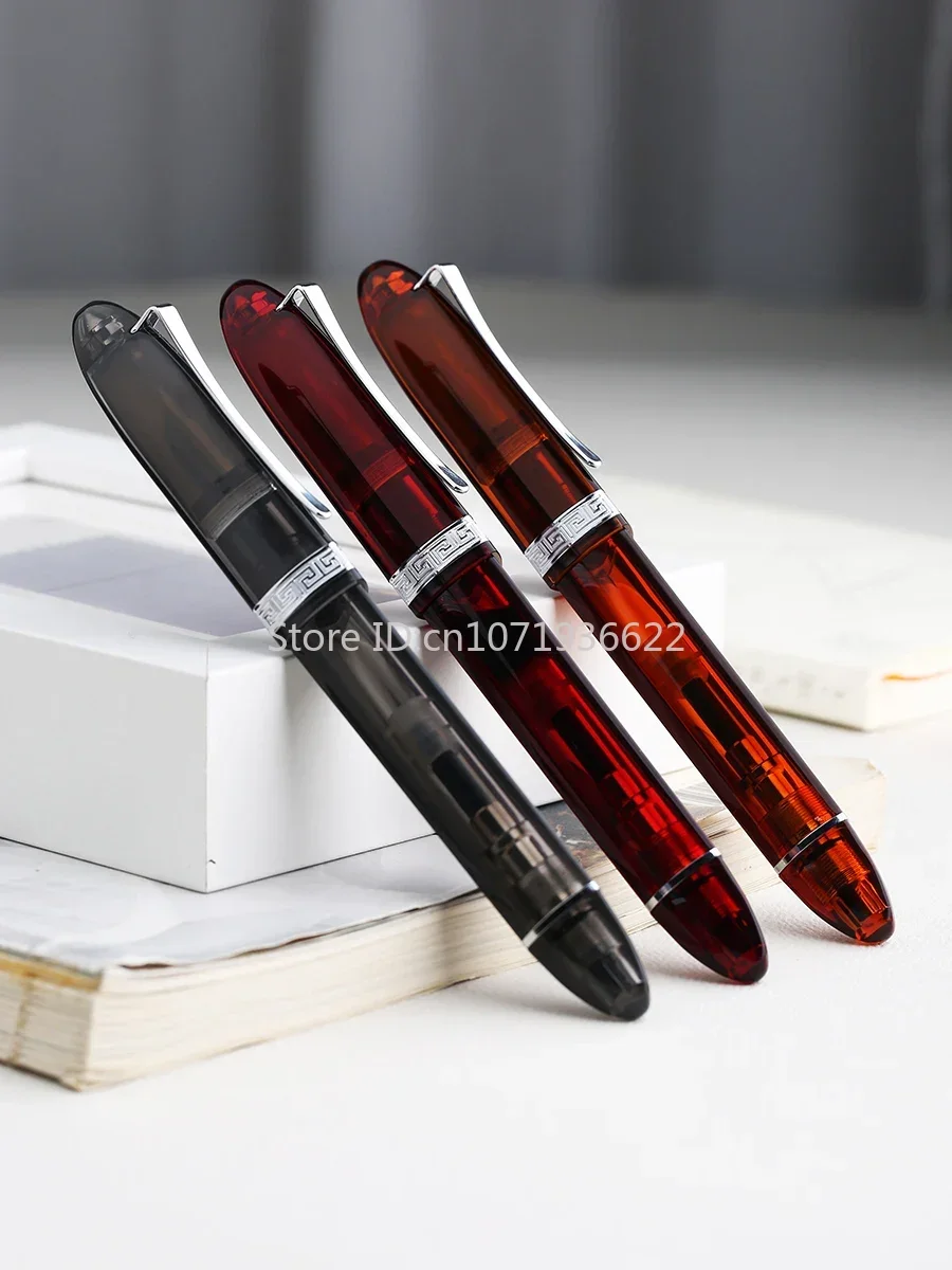 Limited Color Majohn V60 Transparent Triangular Piston Resin Fountain Pen Writing Pen School Business Stationery Supplies Gift 4