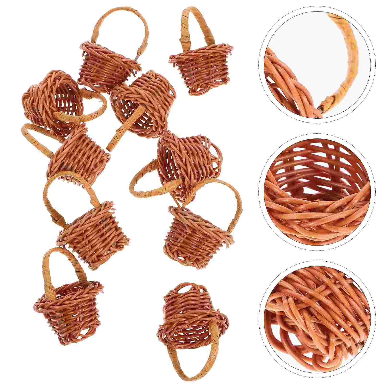 

Small Flower Basket Handheld Woven Basket Rattan Woven Mini Hand-Carried Basket Household Office Decor Basket Ornaments