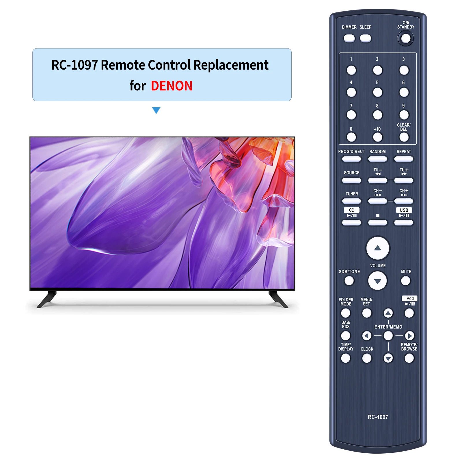 RC-1158 - Ando A Distancia Reeplazado Para Receptor De Control Reoto Denon AV AVR-1312