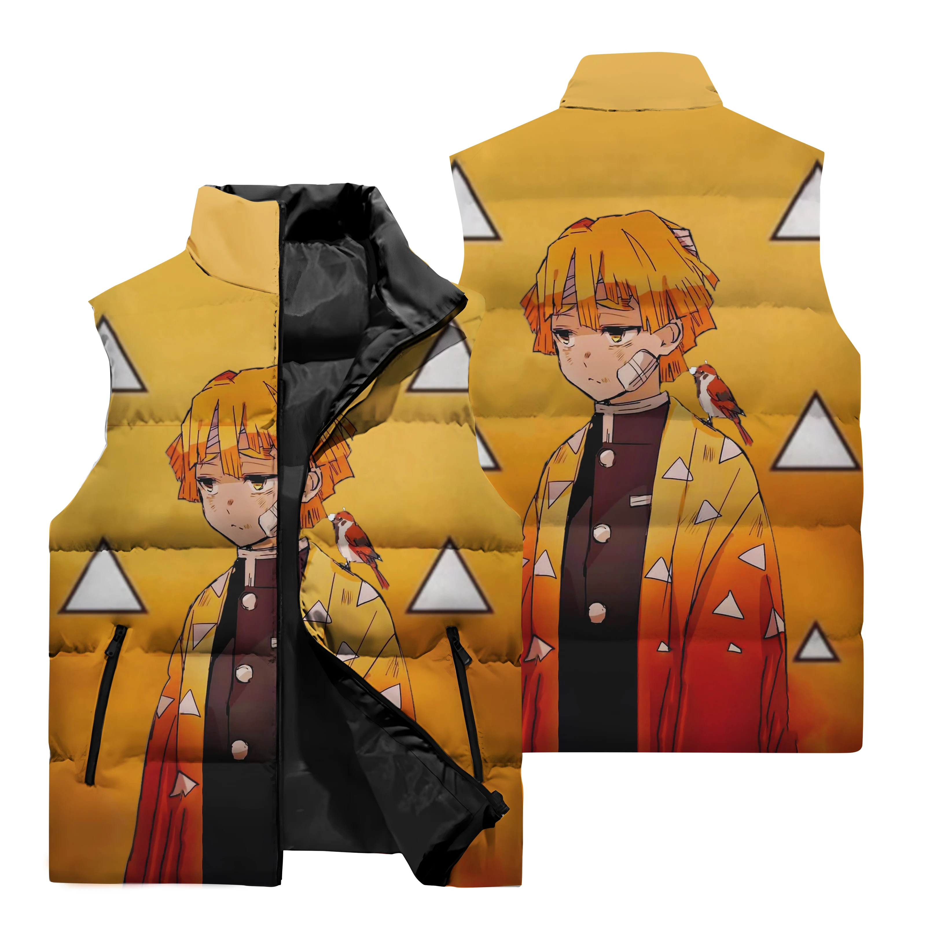 thumbnail image 1 of Nueva chaqueta sin mangas con estampado 3D de Demon Slayer para hombre para otoño e invierno, resistente al viento, cálida y cómoda, 1 of 5