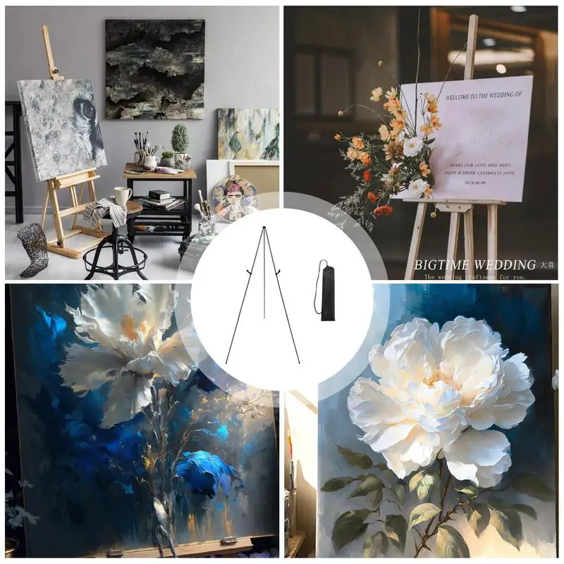 Easel Stand Portable Art Easels Folding Easels For Display Art Easel For Floor Adjustable Metal Stand Quick Set-Up Tripod
