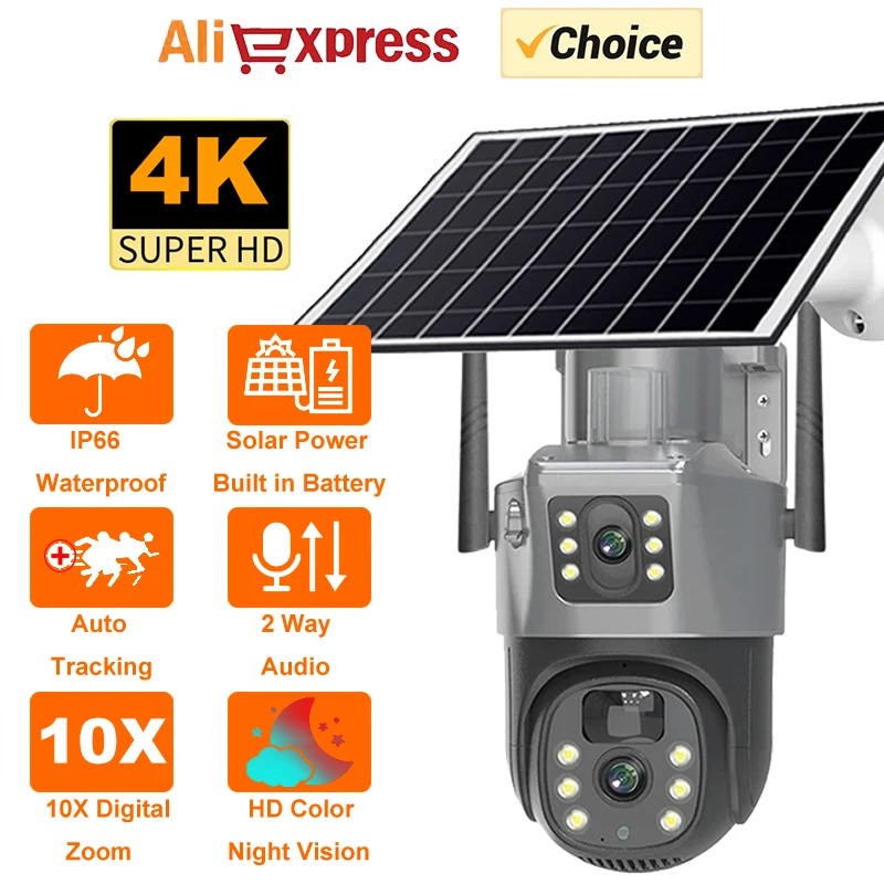 

4G Sim Card Solar Camera 2.4G WiFi Solar Camera IP CCTV Surveillance Cameras Outdoor PIR Built in Battery Auto Tracking Camera