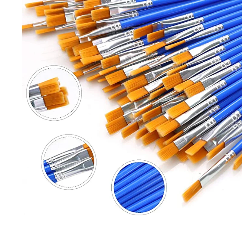 120Pcs Flat Round Paint Brushes Set Kids Painting Brush Small