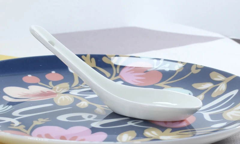 6pcs Set Plain White Bone Ceramic Spoon  Kis Soup Spoon, Korean Ice Cream Ladle, Porcelain Dinner Baby China Chinese Rice Scoop
