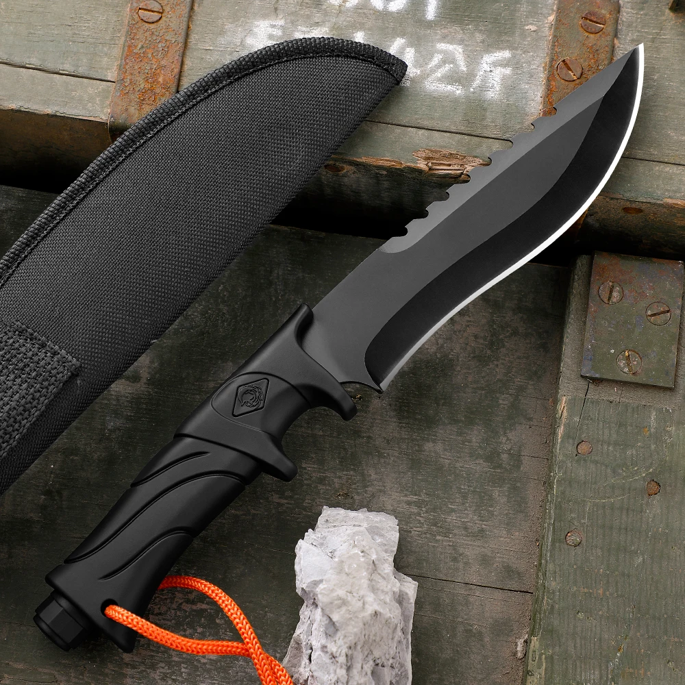 Camping Knife Hunting Knife Fixed Blade Straight Knife Tactical Bowie with Sheath Full Tang camping knife