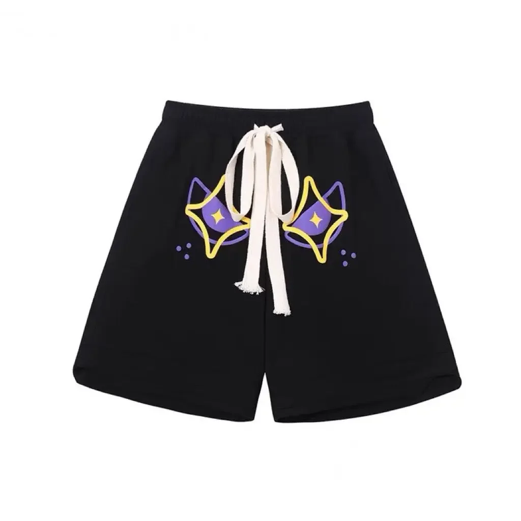 Harajuku Anime Devil Black Shorts Summer Design High Street Pants Shorts Women Loose High Waisted Y2k Shorts 2023 New Clothes