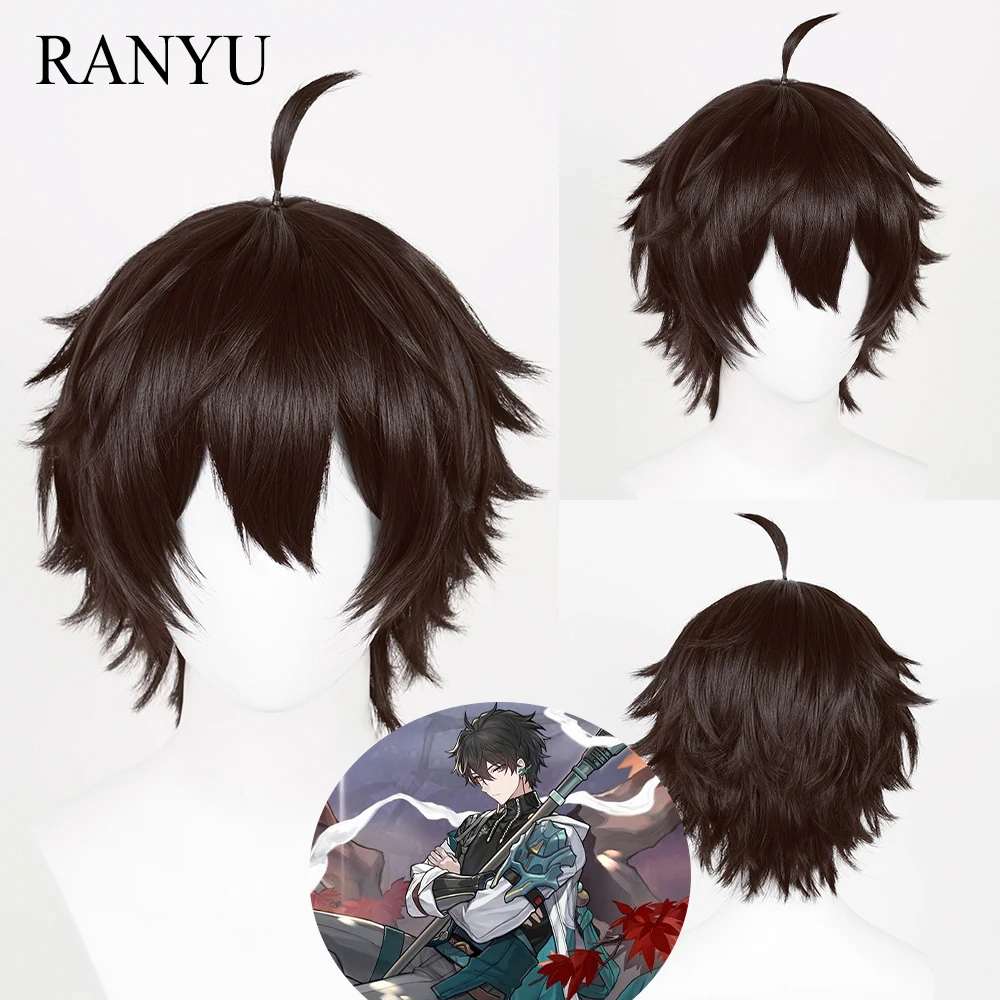 RANYU Honkai Star Rail Dan Heng Wig Short Synthetic Straight Black Brown Game Cosplay Hair Wig for Party