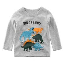 1-7 Years Toddler Kids Baby Boys Girls Dinosaur Letter Print Long Sleeve Crewneck T Shirts Tops Tees Clothes For Teen Boys