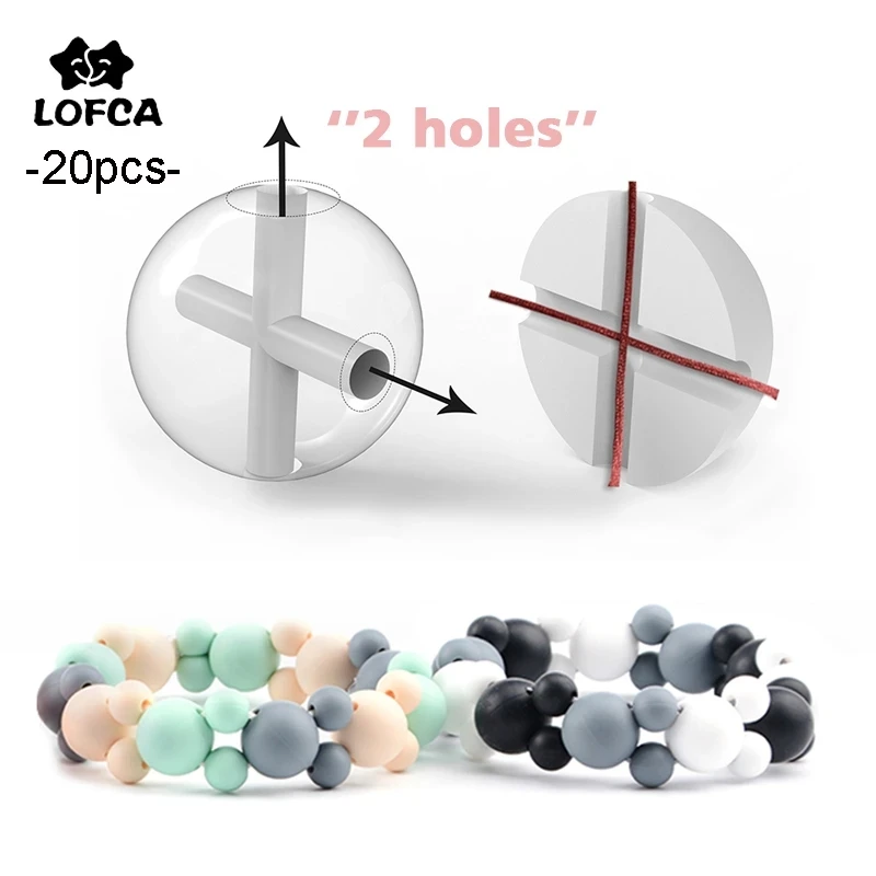 Silicone Beads 20pcs 15mm 2/4holes Food Grade Teether Round Beads Baby Chewable Teething For Diy