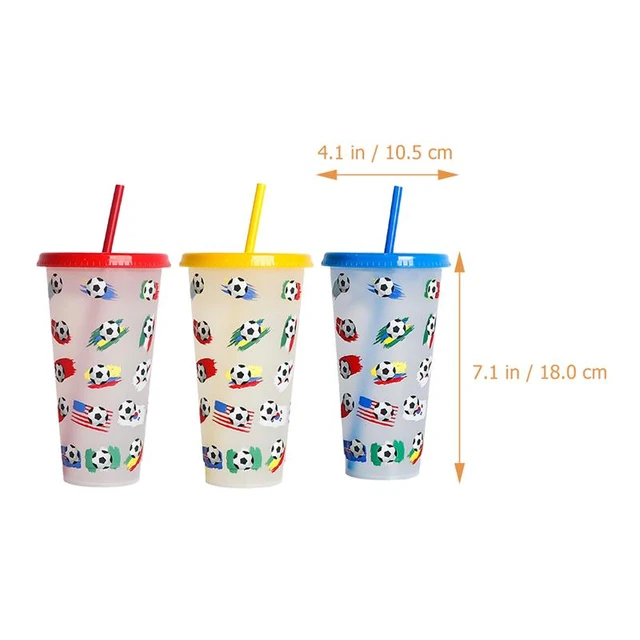 Lot de 5 gobelets en plastique avec couvercles, pailles, réutilisables,  pour café d'été et fête, pour adultes, 710 ml