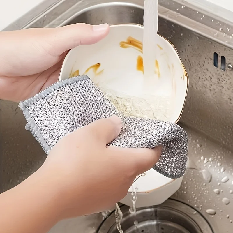 

30pcs Dishcloths, Steel Wire Dishcloth Dishcloth, Household Cleaning Cloth, Reusable And Washable Dish Cloths, For Home Kitchen,