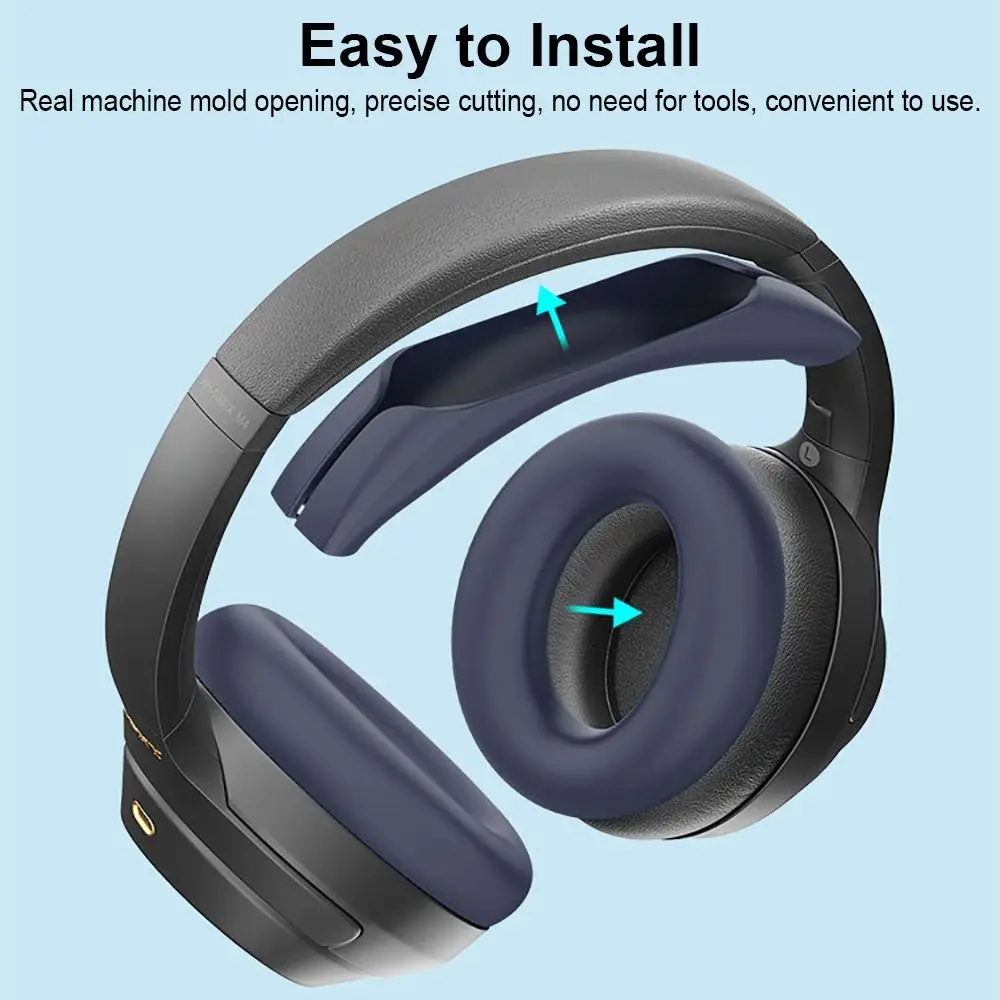 Premium Shockproof Silicone Headphone Earpads & Head Beam Protective Cover - Anti-Dust, Soft, Universal Fit