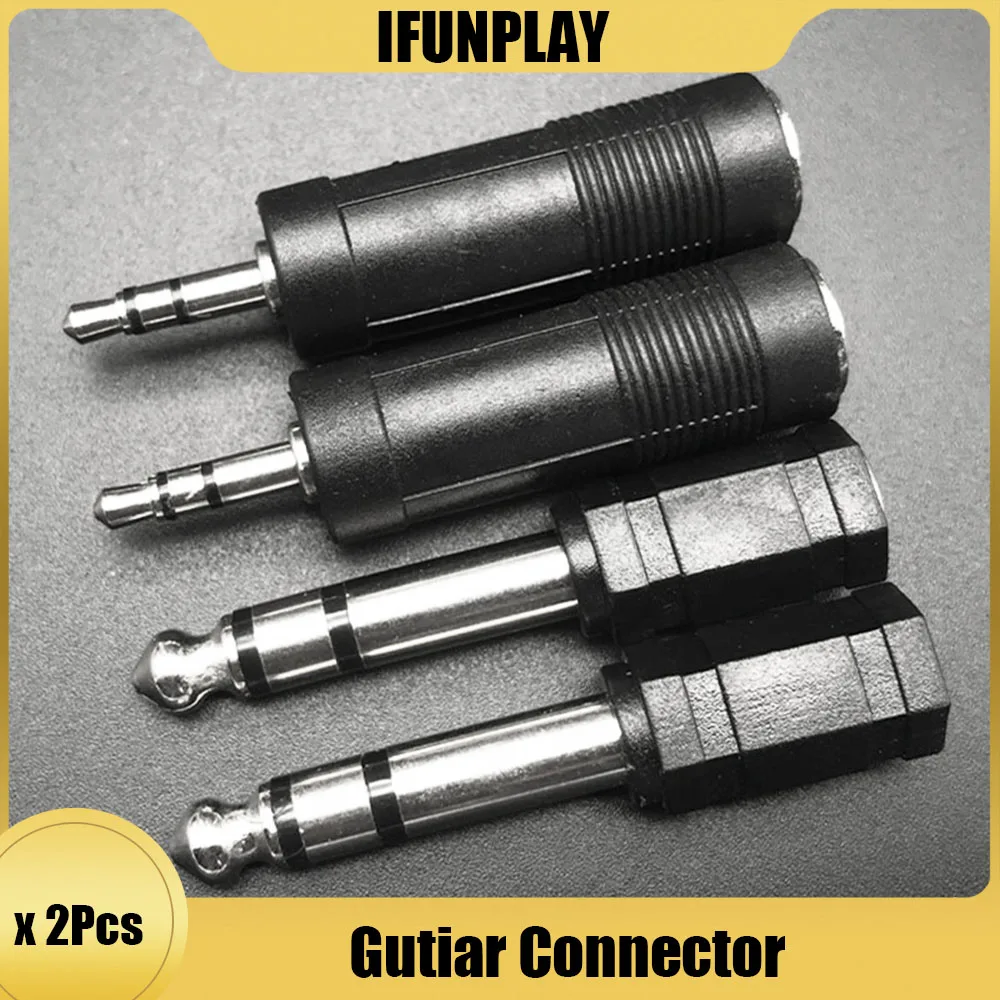 2pcs-Jack-6-35-mono3-5mm-Audio-Connector-Adapter-6-35MM-Mono-Plug-to-3 ...