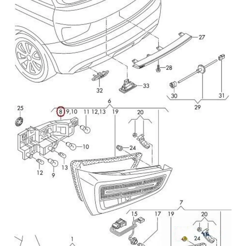 Achterlicht lamphouder rechts Cibië 8076 Renault 5. - Visch Parts