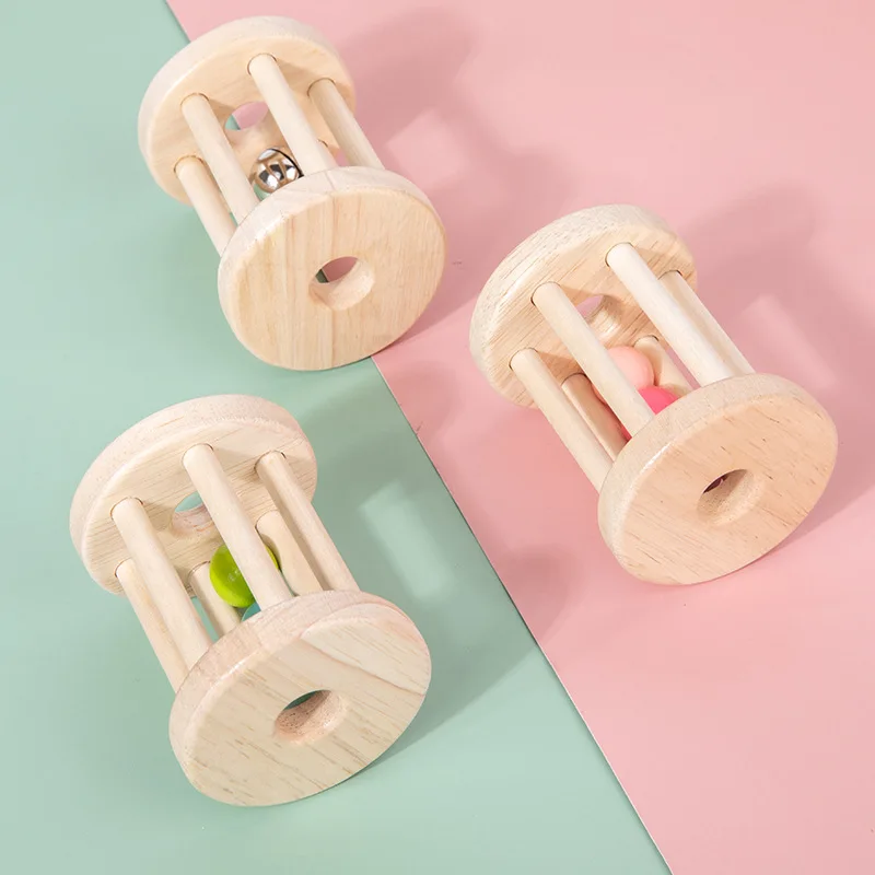 Montessori Baby Development Games of Children Girl 1 to 2 Years Wood Rattles Bell Color Early Educational Hearing Musical Toys 3