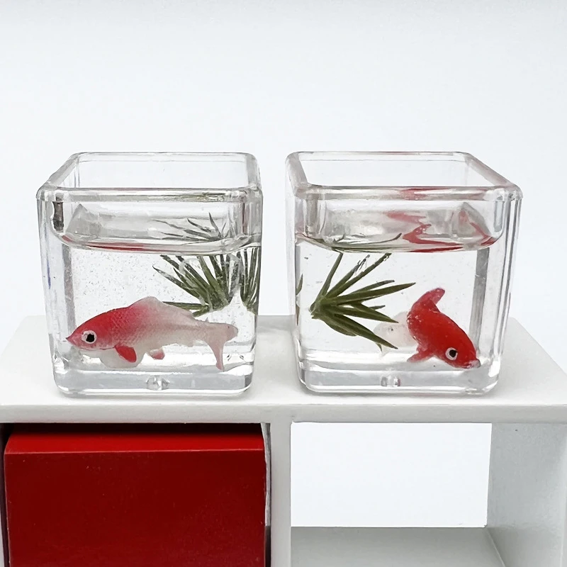 1:12 Miniature Model Mini Fish Tank Bowl Simulation Aquarium Scene Model For Home Desktop Ornament Dollhouse Toys Decoration 3