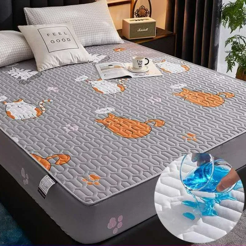 Cotton Mattress Cover Waterproof  Thickened Urine Cartoon Bed cover Family with Children and Pets Bedroom Protection Cover 1