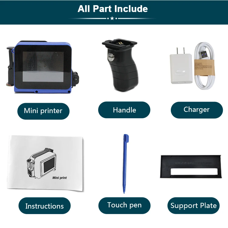 PC12 12.7mm Handheld mini printer Detachable mini printer QR Bar Batch Code Date