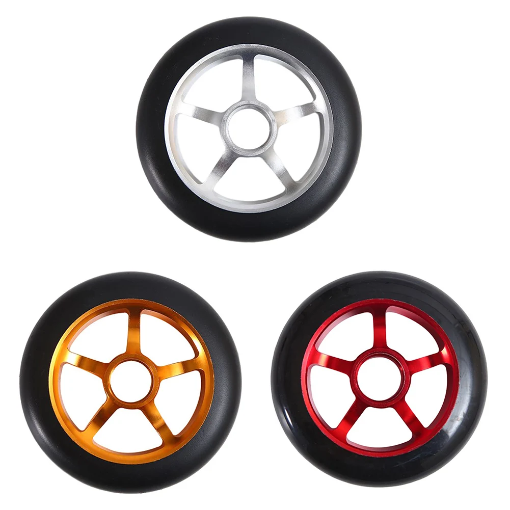 100mm Pro Scooter Wheels Pair Stunt Scooter Replacement Wheels High Elasticity Hub Long Service Life High Carbon Steel Bearings
