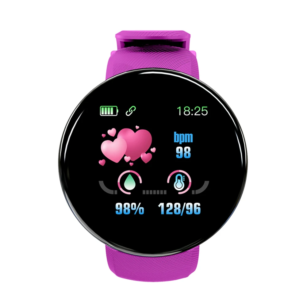 D18 Smart Watch Full Touch Clock Blood Pressure Heart Rate Monitor control Music Message Reminder Smartwatch Men and Women
