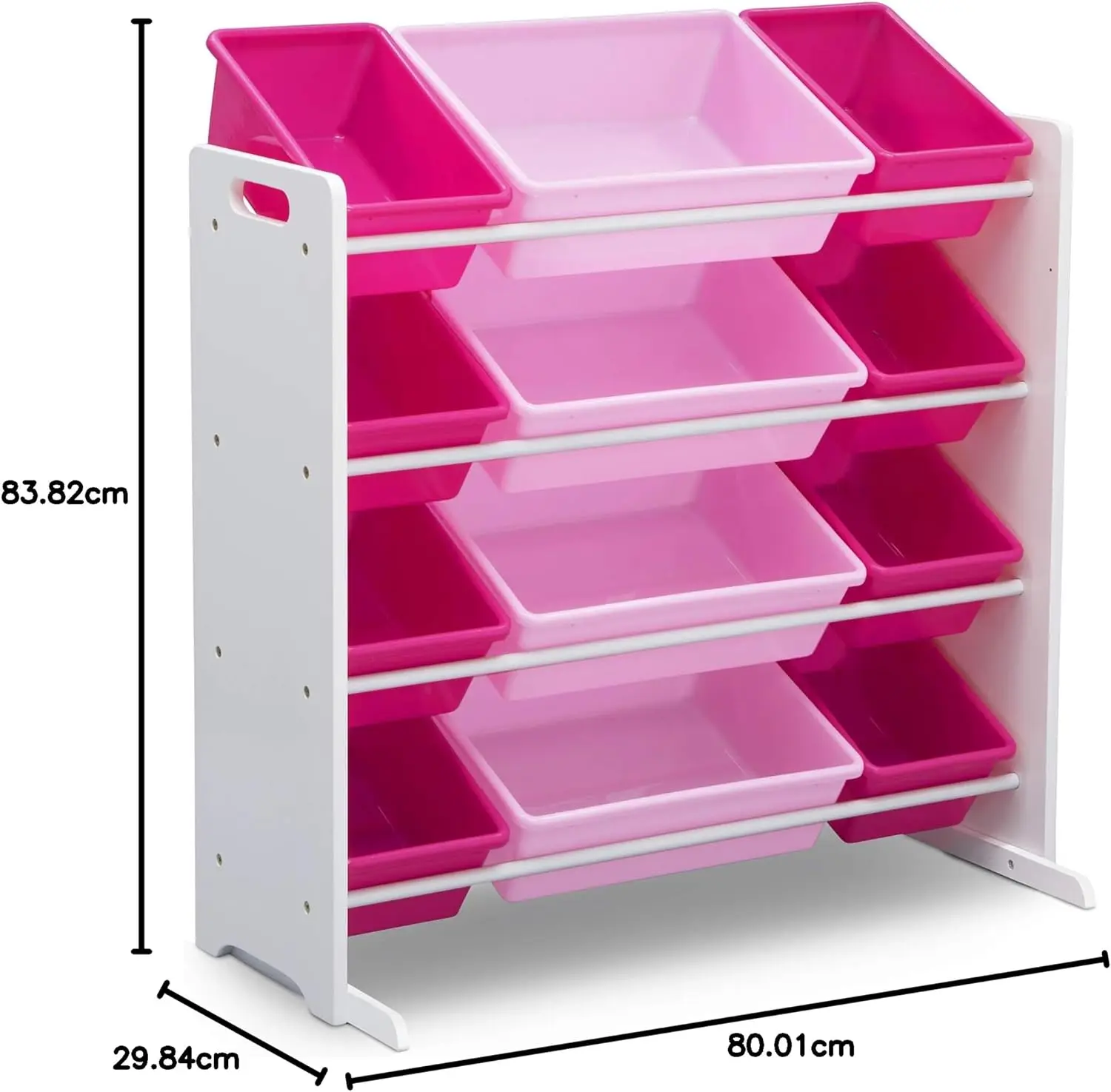 Children Kids Toy Storage Organizer with  Plastic Bins - Greenguard Gold Certified, White/Pink 6