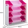 Children Kids Toy Storage Organizer with  Plastic Bins - Greenguard Gold Certified, White/Pink 6