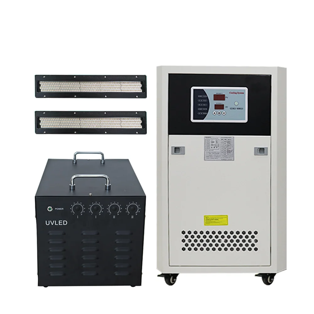 Complete Uv Led Curing System Water Cooled High Power 2pcs Uv Lamp for UV Oil UV Ink Glue Paint Cure