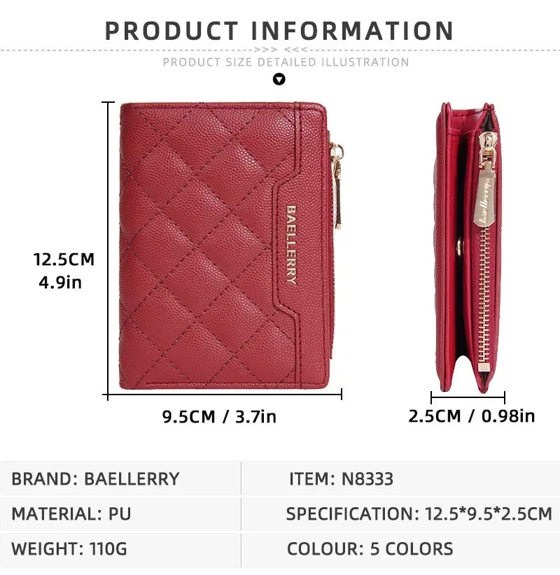 Fashion Wallet purse Short Women Wallet Baellerry cross wallet Quilted Multi Card Zipper Zero Wallet 4