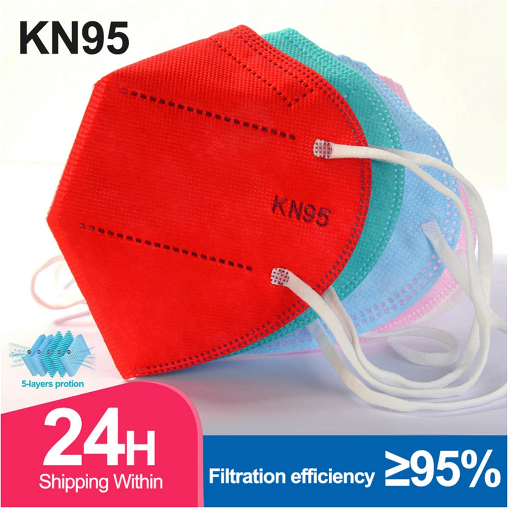 

10-200Pcs Adult Face Mask Colors CE ffp2mask KN95 5 Ply Certified Reusable Respirator KN95 mascarilla fpp2 homologada FFP3 FFPP2
