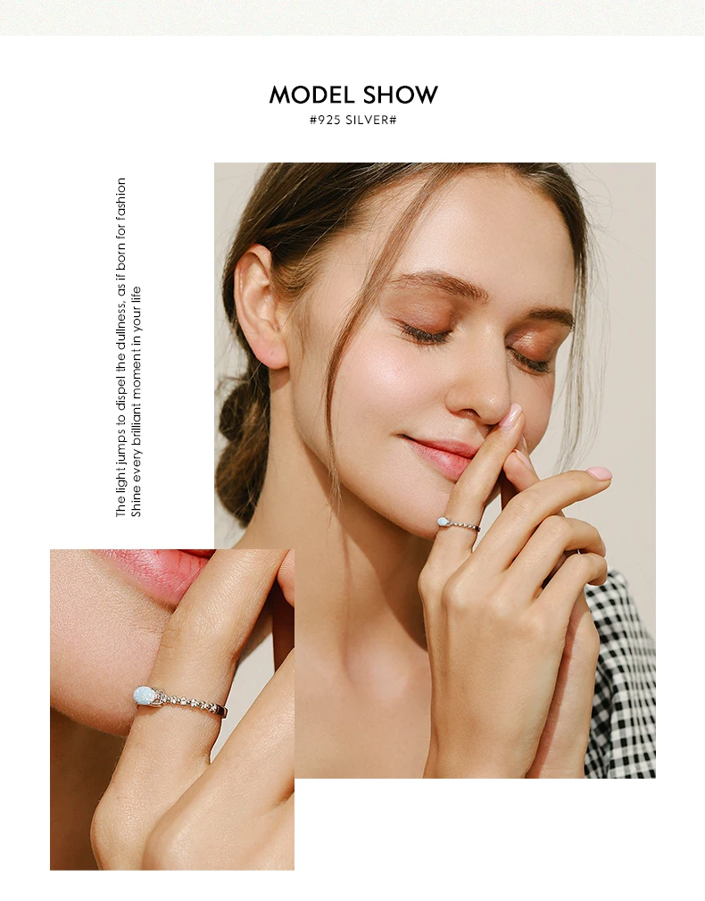 MODIAN Genuine 925 Sterling Silver Natural Oval Opals Original Design Finger Rings For Women Fashion Fine Jewelry Accessories