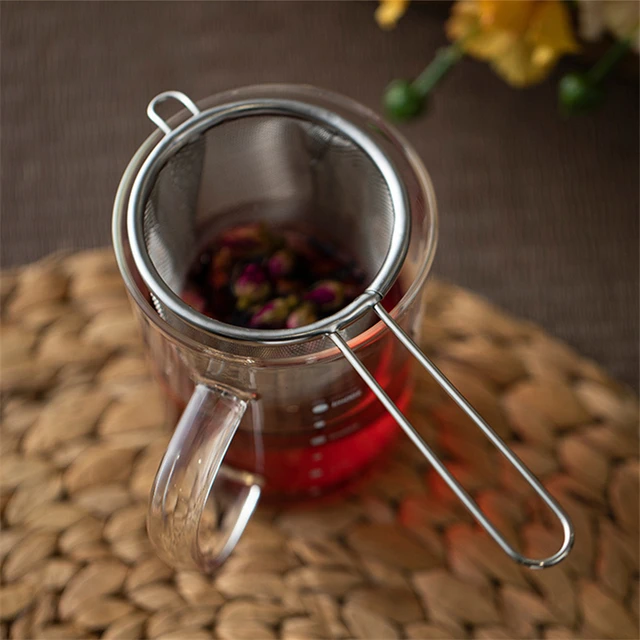 Tea -Infúziós Fogantyúval Finom Háló Újrafelhasználható Tealevél -Szűrő Kávé Liszt Szűrő Kézi Szite Teáskanna Konyhai Kiegészítőkhöz - Image 5