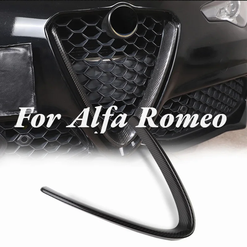 

tantan For Alfa Romeo Giulia Stelvio Carbon Fiber Custom Car Front Net Front Lip Spoiler License Plate Frame Accessories Parts