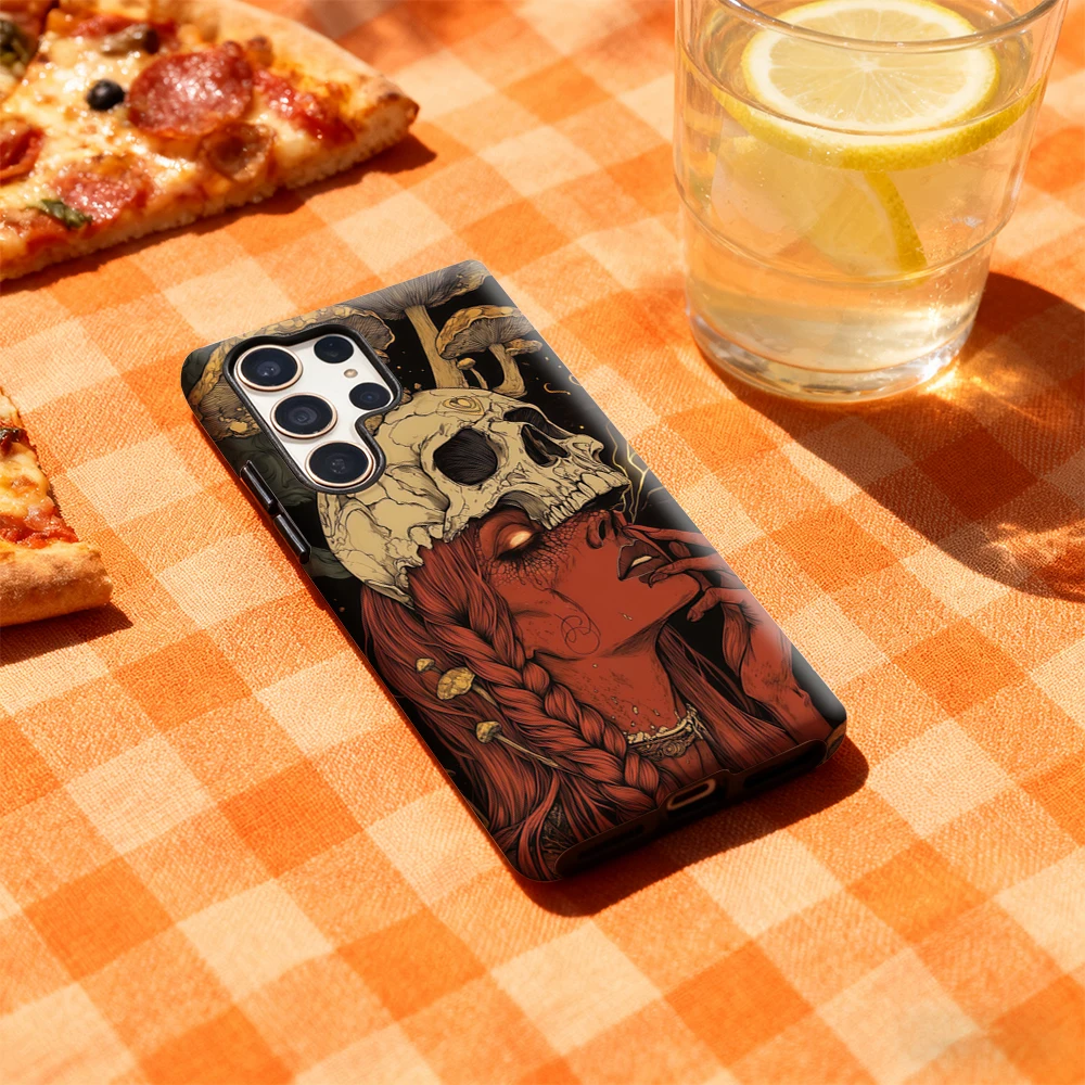 Skull and Mushroom Halloween Glossy Double-layer Phone Case