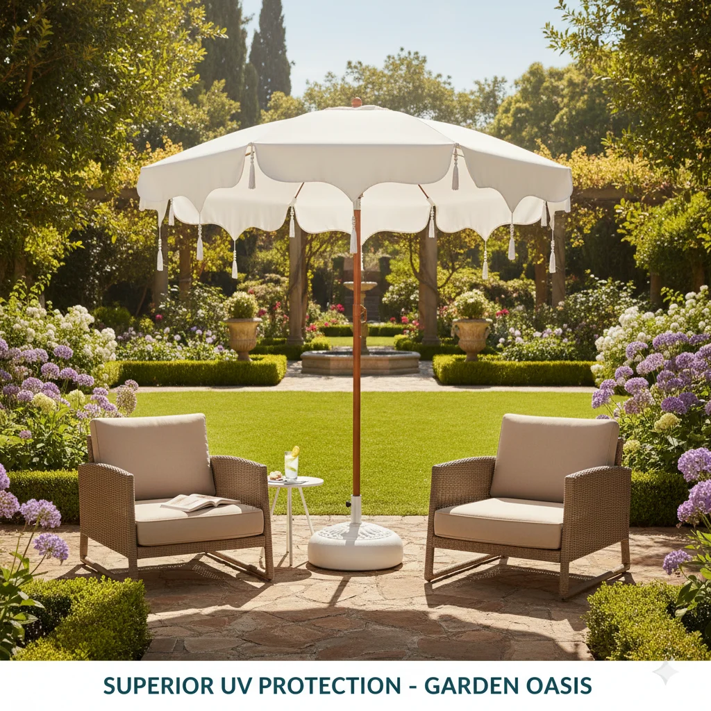 Outdoor Patio Shade Canopy Decorative Garden Sun Umbrella with Stylish Features for Sun Protection 2
