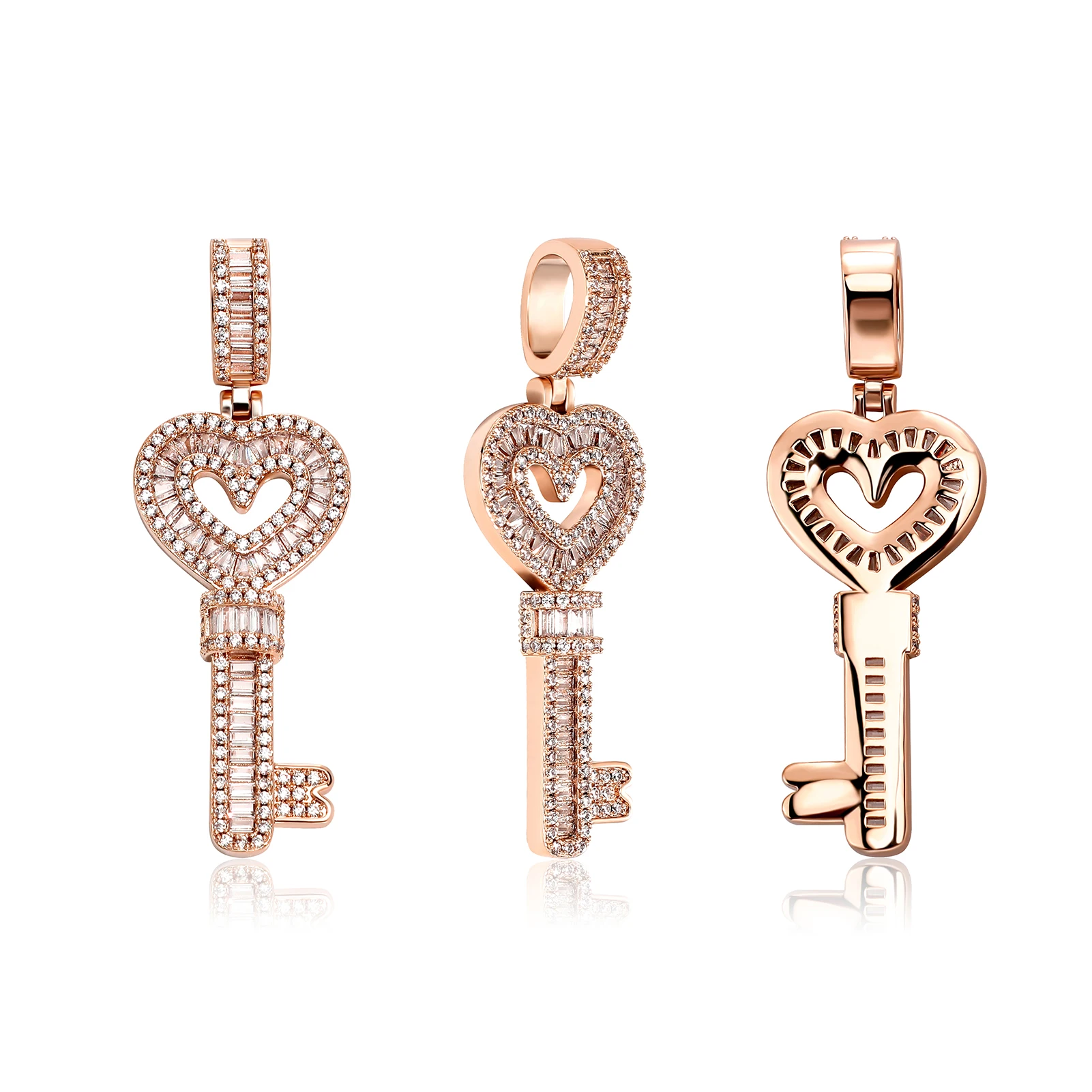 JINAO 2022 NEW Two Styles Design Key Pendants High Quality Ice Cravejado AAA+ Cubic Zircon With 4mm Tennis Chain Jewelry