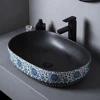 Ceramic Table Sink With Fancy Pattern Porcelain Vessel Sink Bathroom Balcony Wash Basin  Lavatory Vanity Sink Countertop Basin 1
