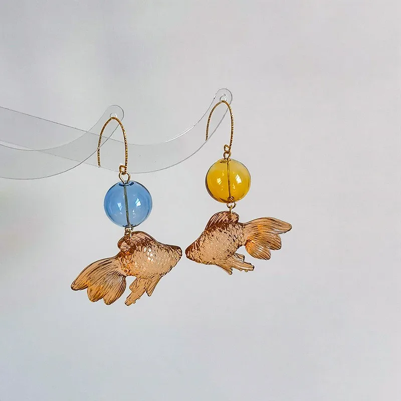 Transparent Goldfish Pendant Earrings Image 8