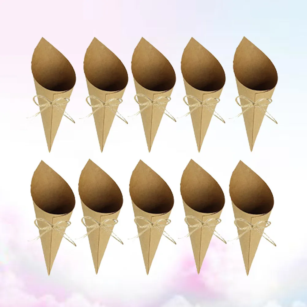 50개 크라프트 종이 컨페티 콘, 자체 접착식 웨딩 장식, 간결하고 우아한 디자인, 장미 꽃잎 던지기 파티 및 이벤트용