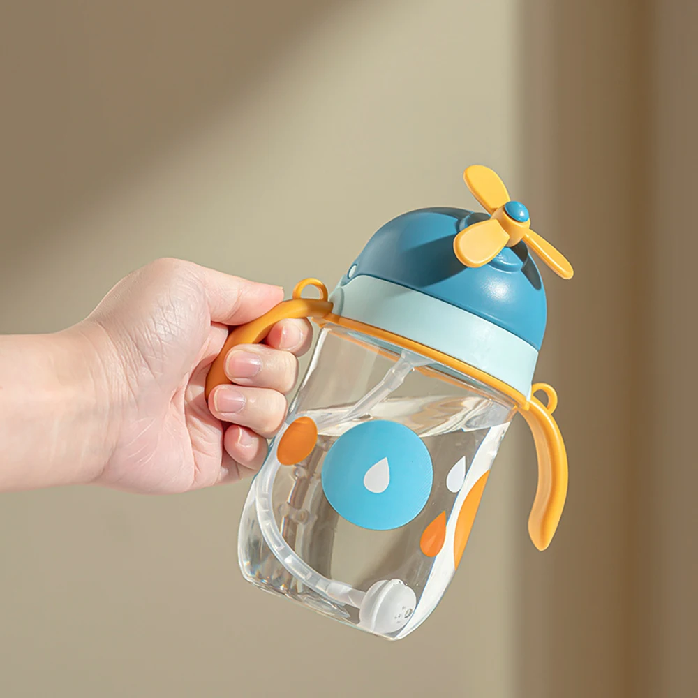 250m unique rotating windmill baby anti choking straw water bottle, bright colors, elements that children like, BPA free