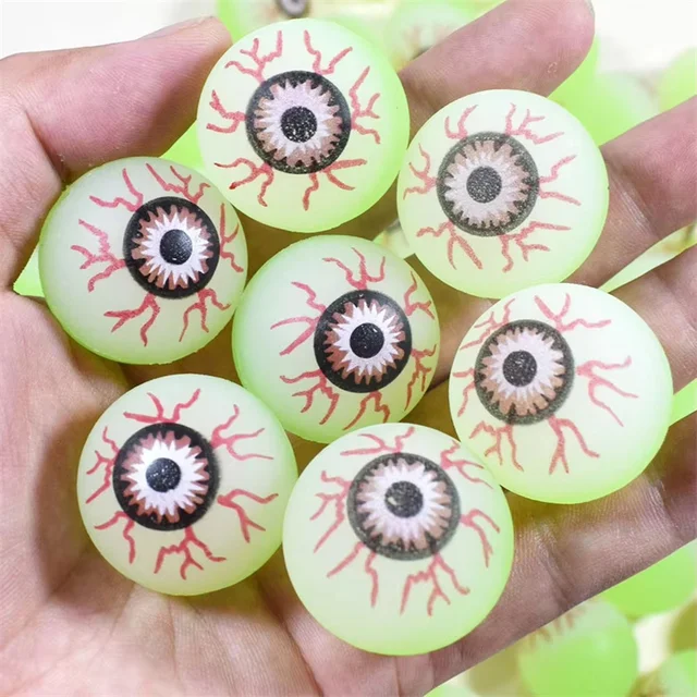 6 Pcs Exploding Eyes Bouncy Ball Assorted Halloween Ball Prom Gifts Elasticity Colorful Bouncy Rubber Jumping Ball Toy Gift 2