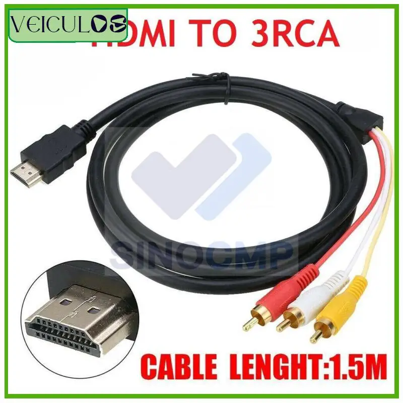 Автомобильный 59 'HDMI штекер к 3 RCA видео аудио конвертер адаптер кабель AV компонент HDTV Поддерживает 480i 480P 720P 1080i 1080P Разрешение