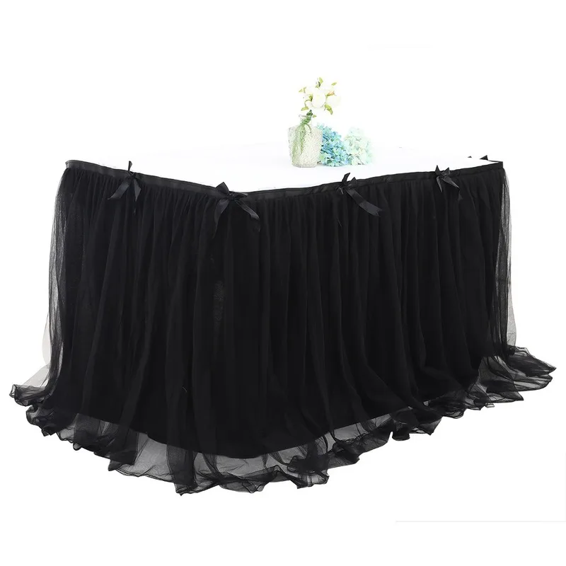 Event Party Desk Cover Tulle Wedding Table Skirts Baby Shower Decoration Tutu High Chair Supplies