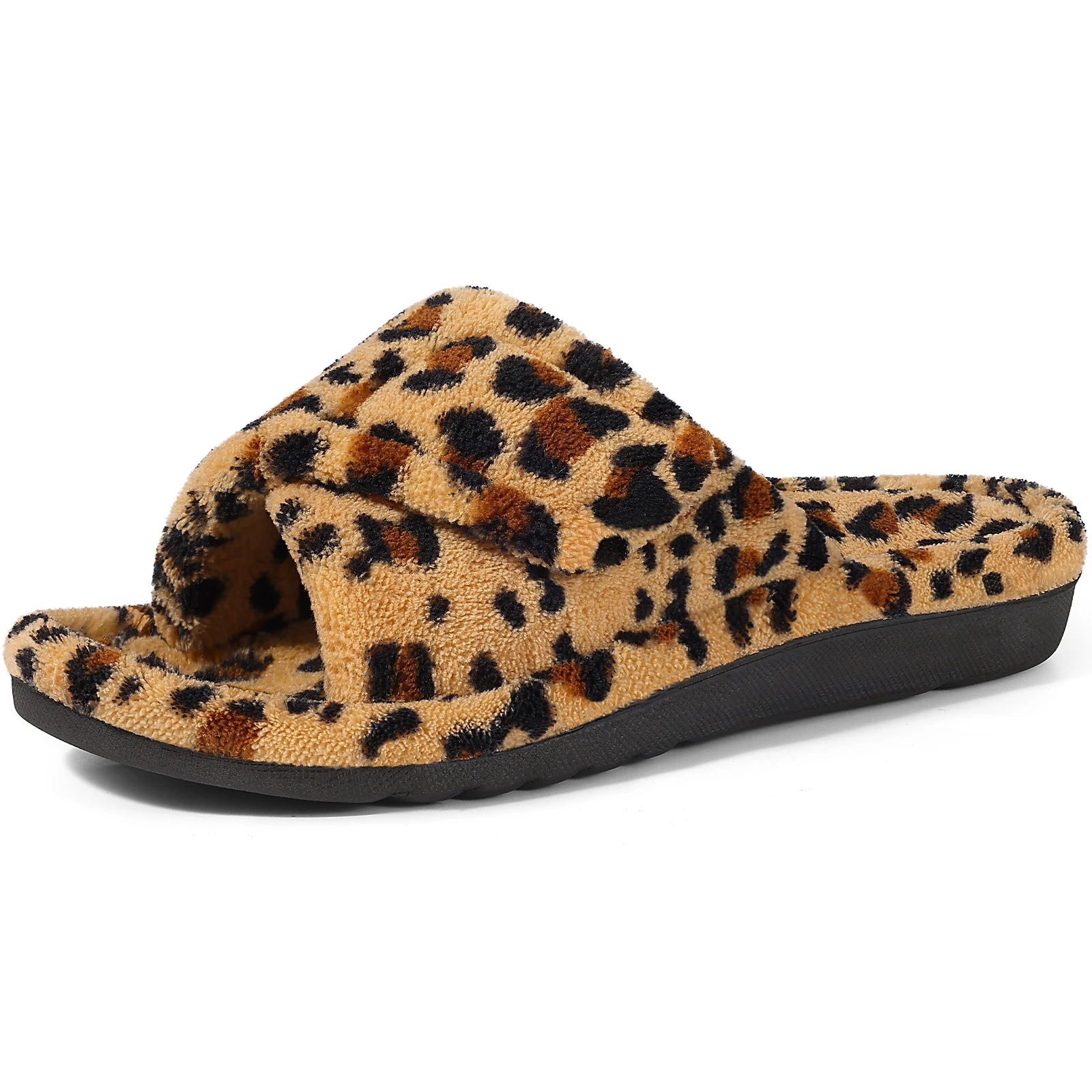 Leopard Print Fur Women Indoor Outdoor Slippers