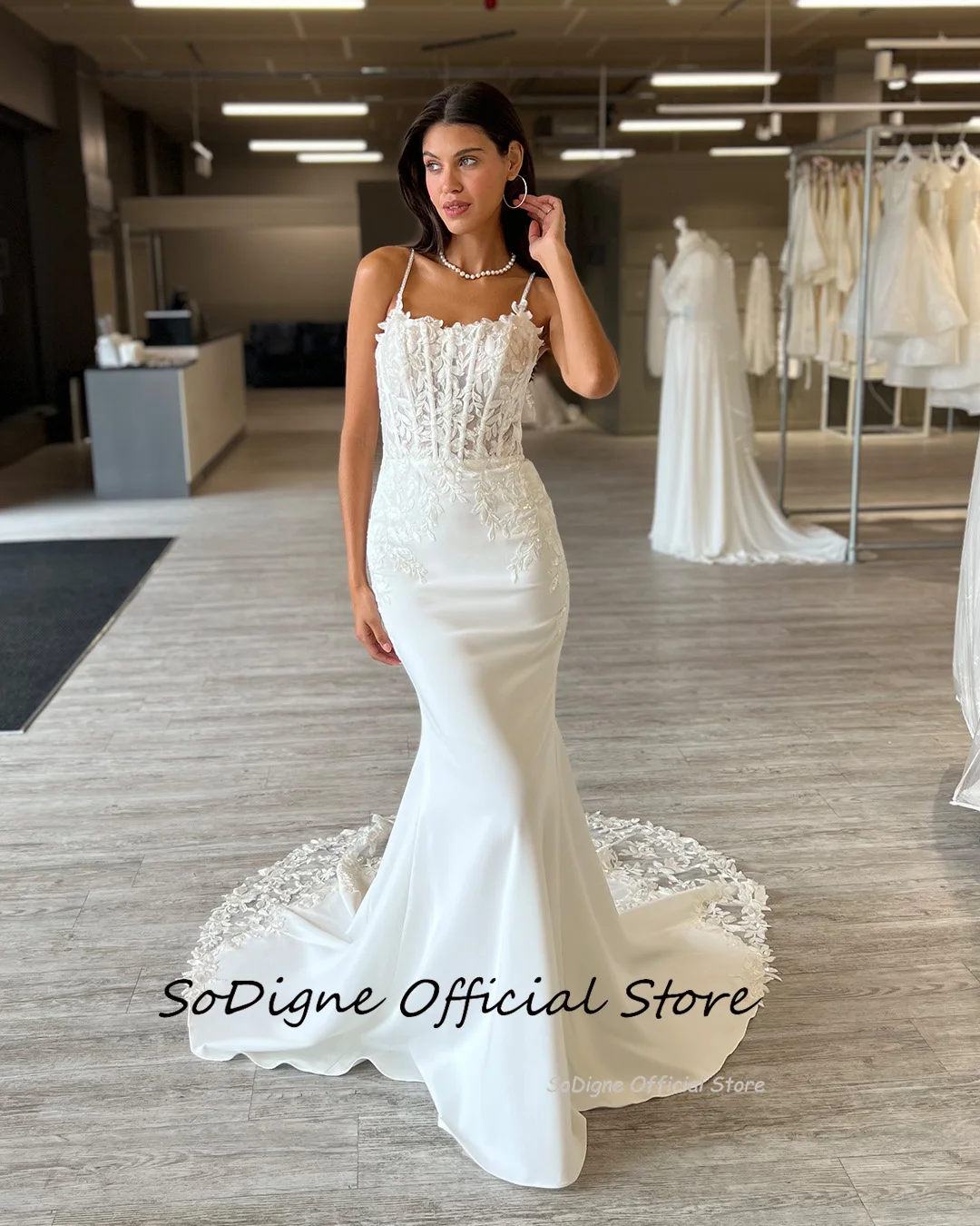 SoDigne Mermaid Satin Boho Wedding Dresses Sleeveless Strapless Appliques Bridal Dress Long Wedding Gown Custom Made 13 S01a179fc40f345ab9c0f9934206a68fdo