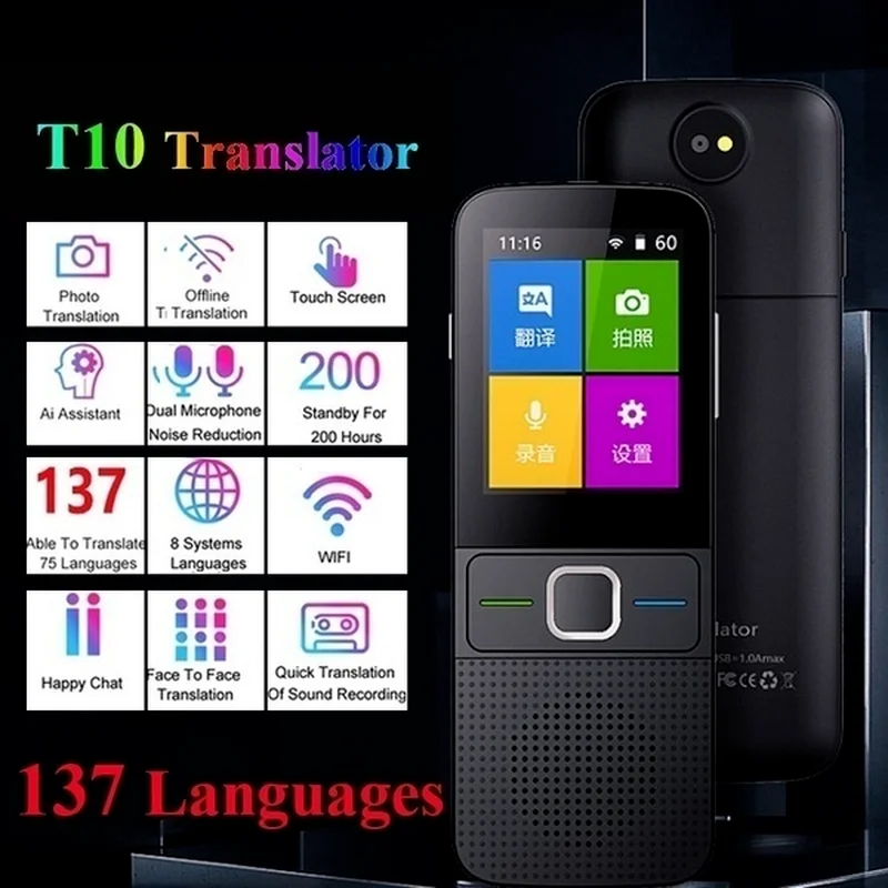Smart Voice Translator 137 Multi Languages in Real Time Online Instant Off Line Translation AI Learning Conversion T10